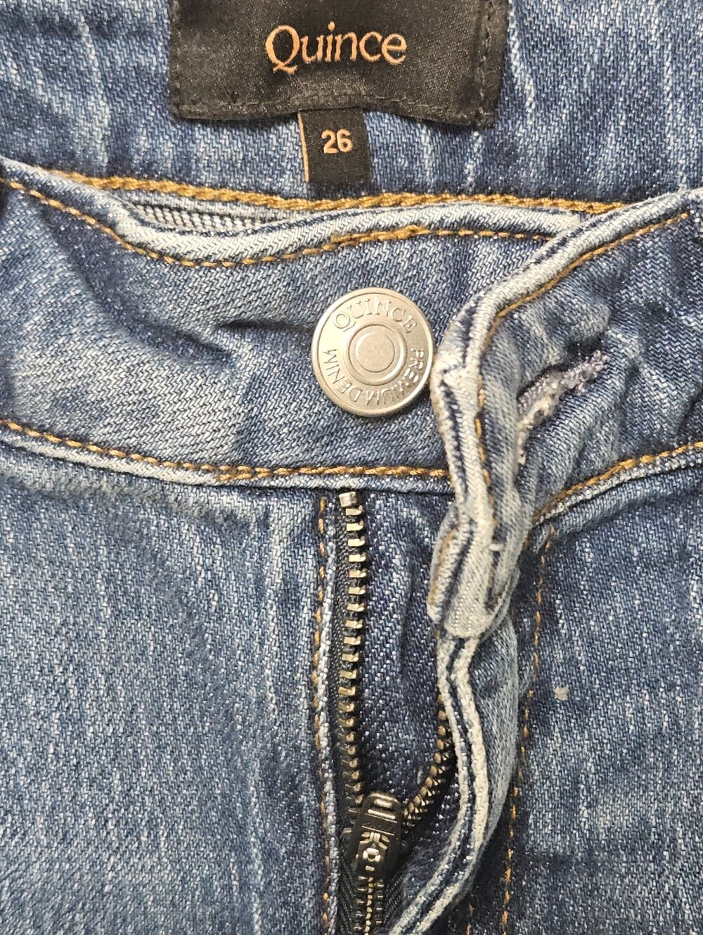 QUINCE BELLA STRETCH BARREL JEANS ATLANTIC BLUE 26 - Picture 4 of 7